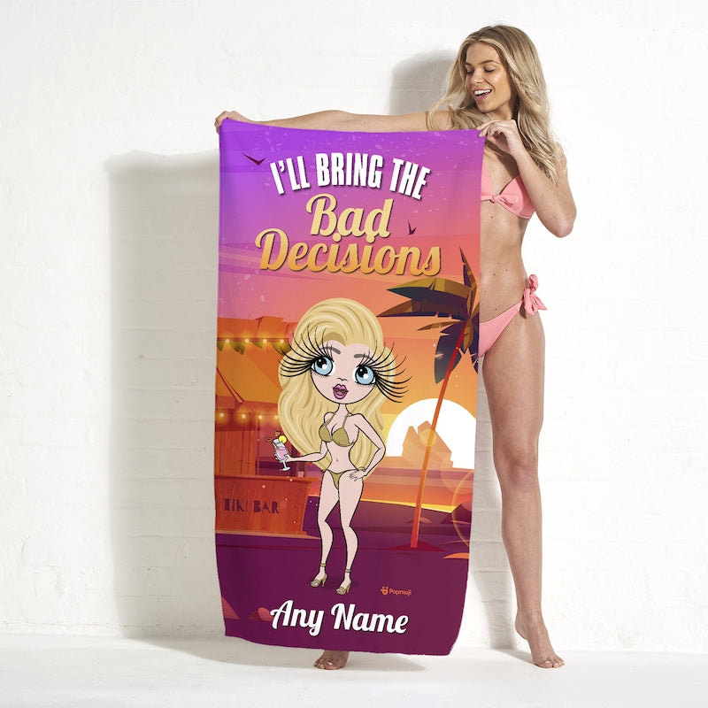 ClaireaBella Personalized Girls Trip The Bad Decisions Beach Towel - Image 5
