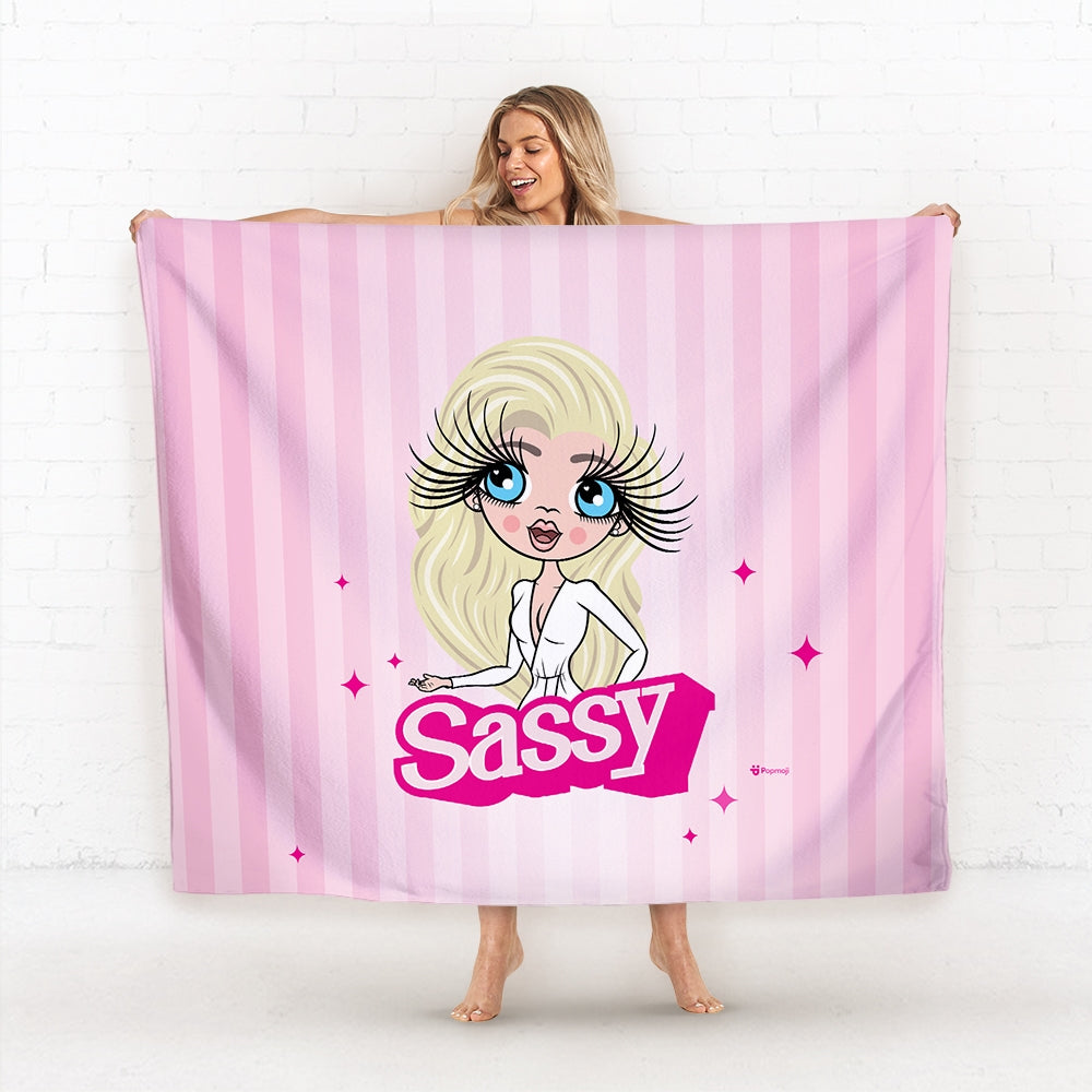Womens Personalized Pink Slogan Fleece Blanket - Image 1