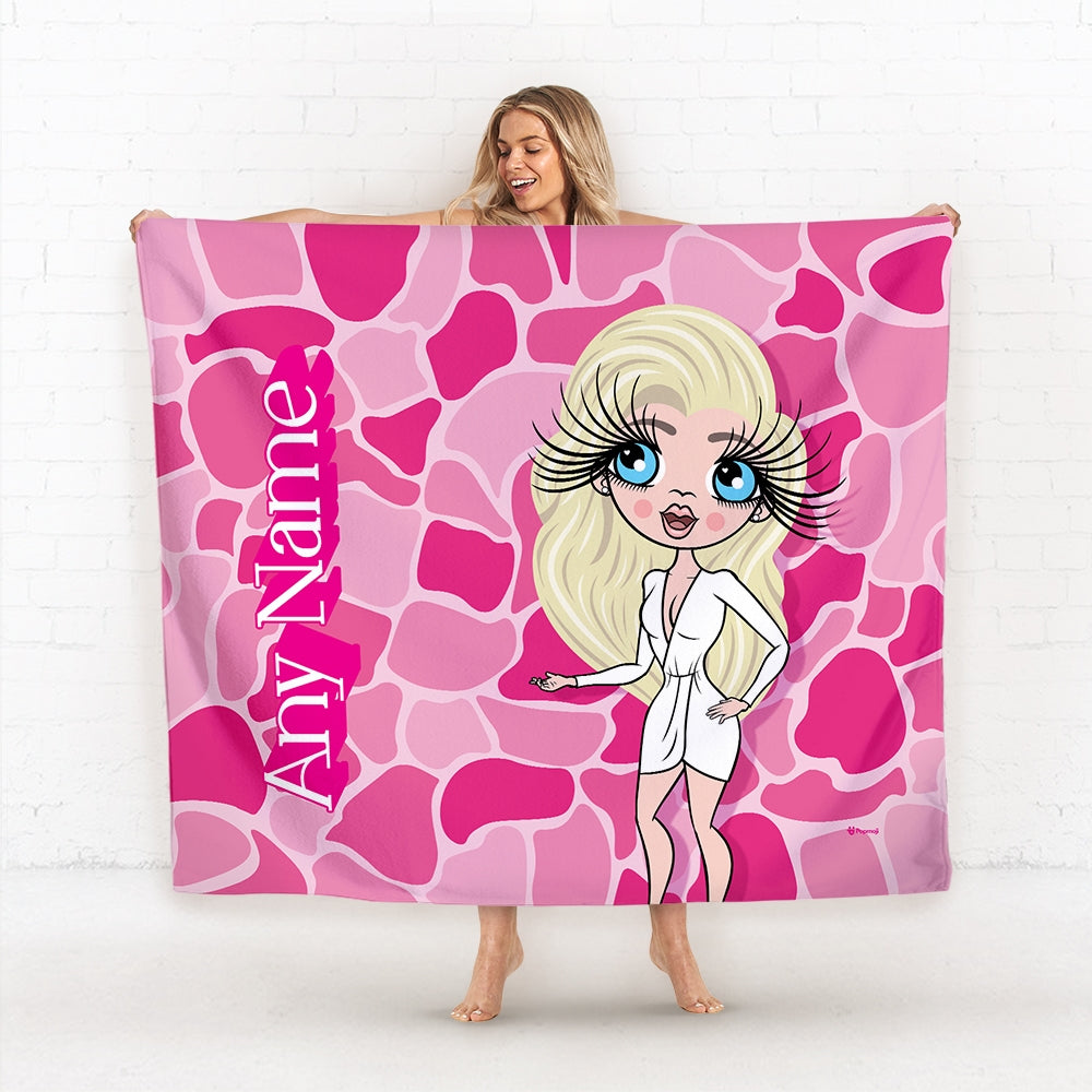 Womens Personalized Pink Stone Wall Fleece Blanket - Image 1