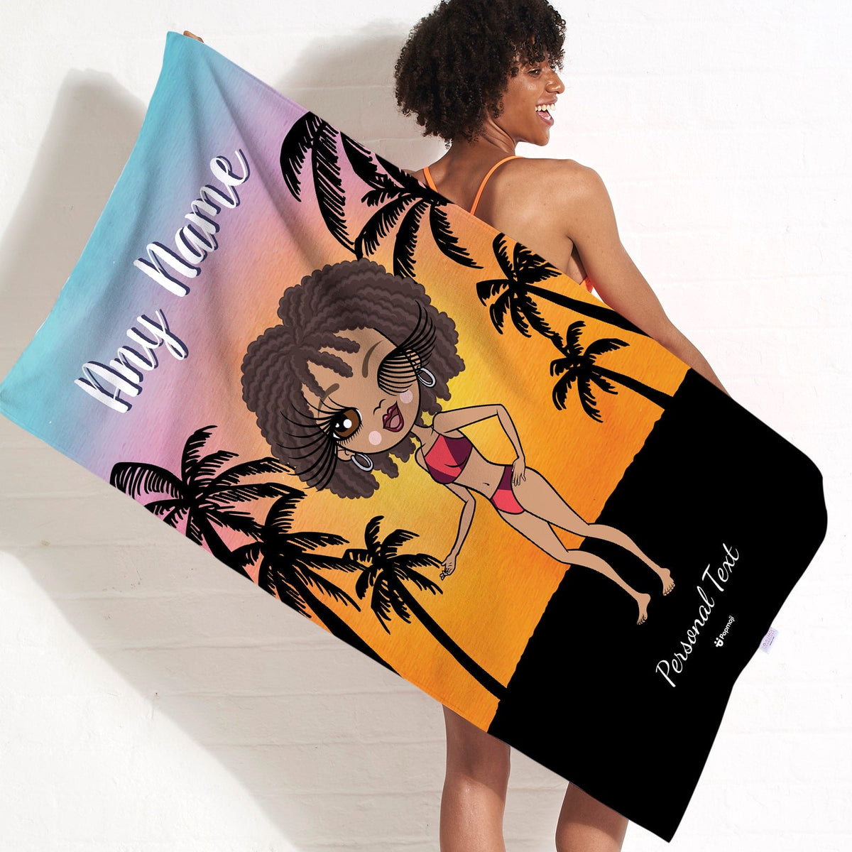 Womens Personalized Tropical Sunset Beach Towel – Popmoji.com