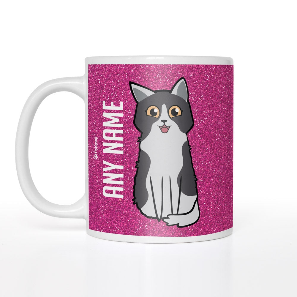 Personalized Cat Pink Glitter Effect Mug - Image 1