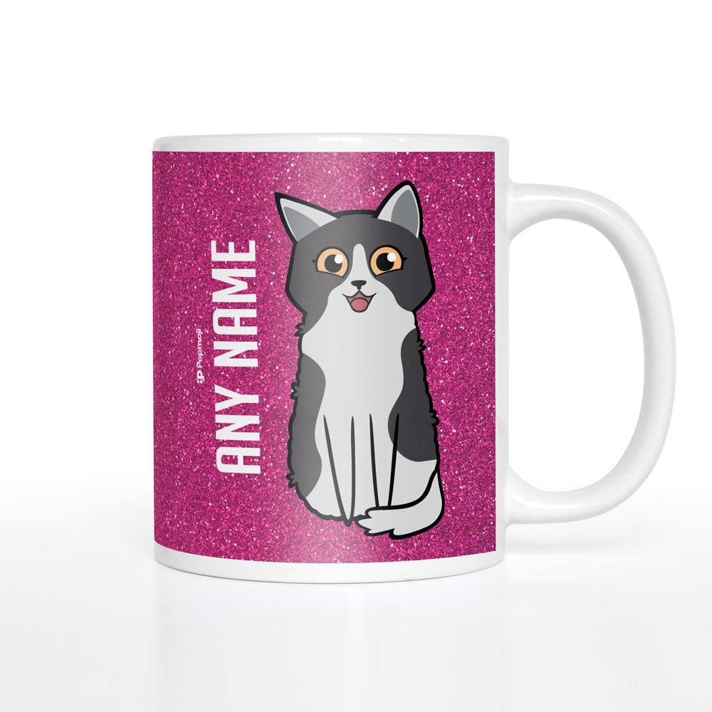 Personalized Cat Pink Glitter Effect Mug - Image 2