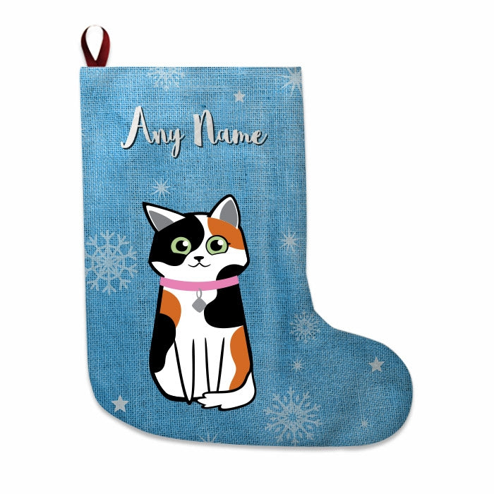 Cats Personalized Christmas Stocking - Blue Jute - Image 1