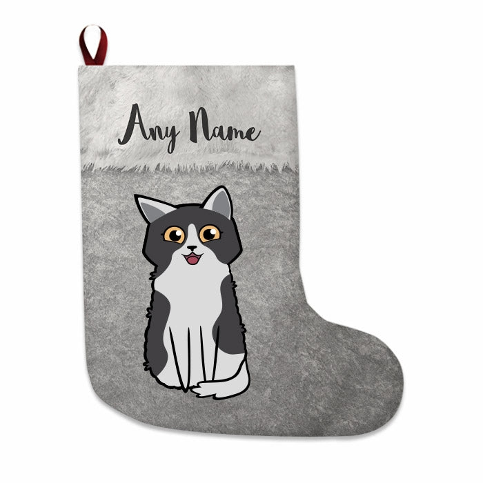 Cats Personalized Christmas Stocking - Classic Silver - Image 1