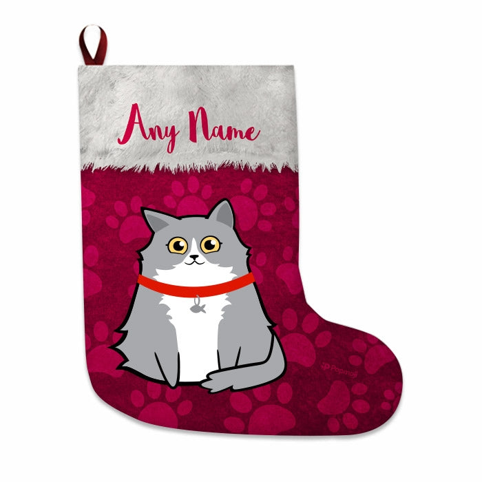 Cats Personalized Christmas Stocking - Paw Print - Image 1