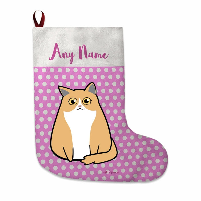 Cats Personalized Christmas Stocking - Polka Dots - Image 1