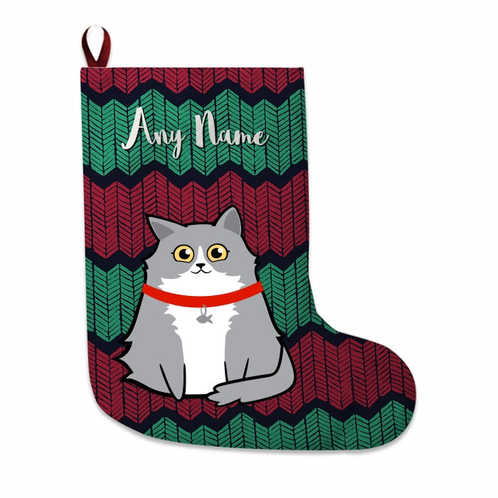 Cats Personalized Christmas Stocking - Zig Zags - Image 1