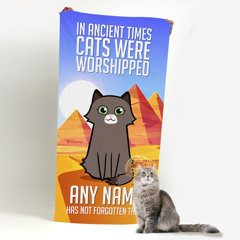 Personalized Cat Ancient Times Beach Towel - Image 1