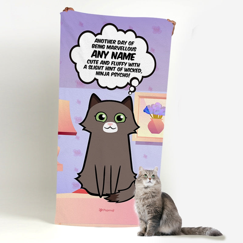 Personalized Cat Cute And Fluffy Beach Towel - Image 1