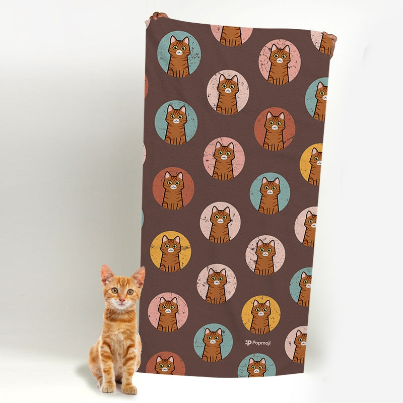 Personalized Cat Emoji Beach Towel - Image 1