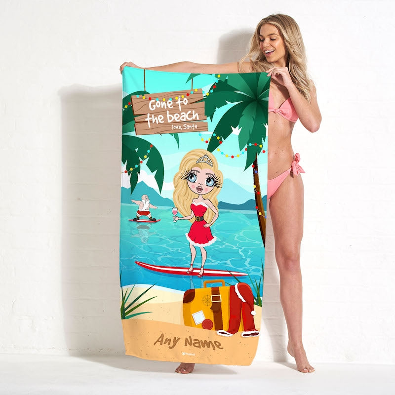 ClaireaBella Surfing Santa Beach Towel - Image 1