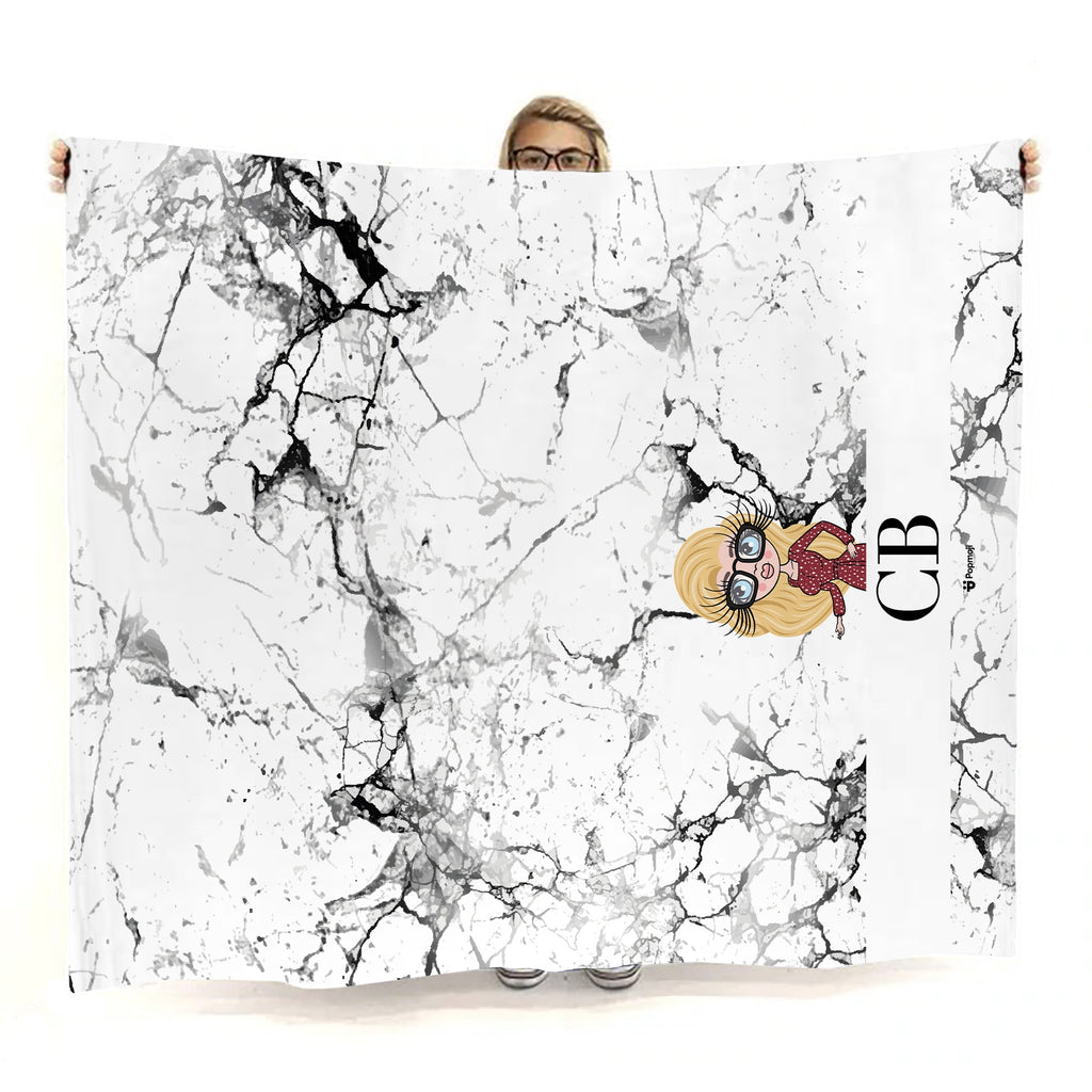 Womens Lux Collection Black and White Marble Fleece Blanket - Image 1