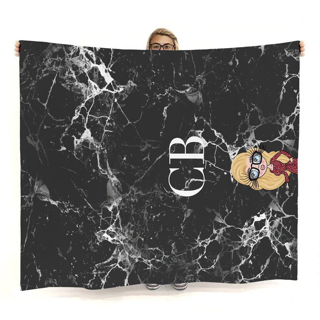 Womens Lux Collection Black Marble Fleece Blanket - Image 1