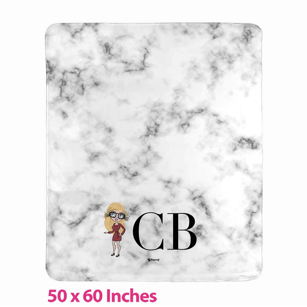 Womens Lux Collection White Marble Fleece Blanket - Image 1