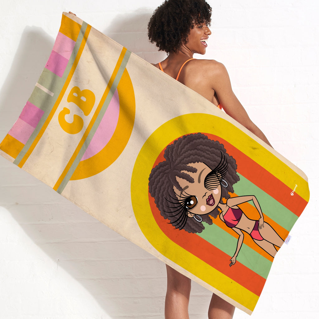 ClaireaBella Personalized Retro Rainbow Beach Towel - Image 1