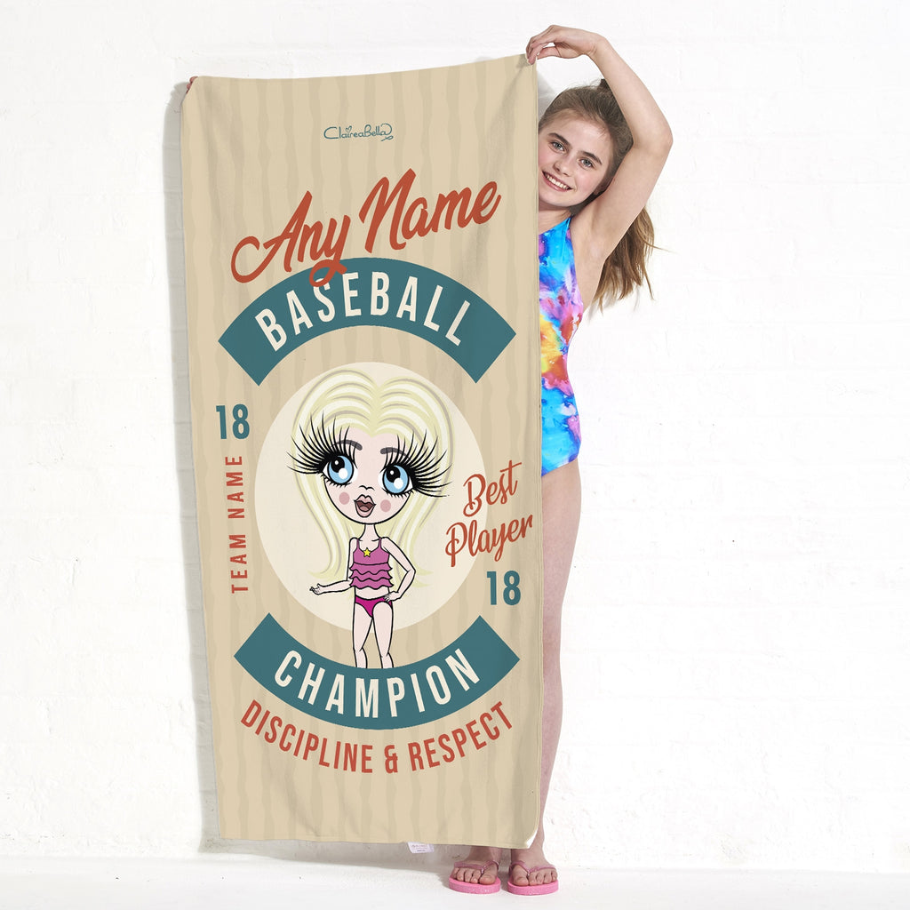 ClaireaBella Girls Retro Baseball Beach Towel - Image 1