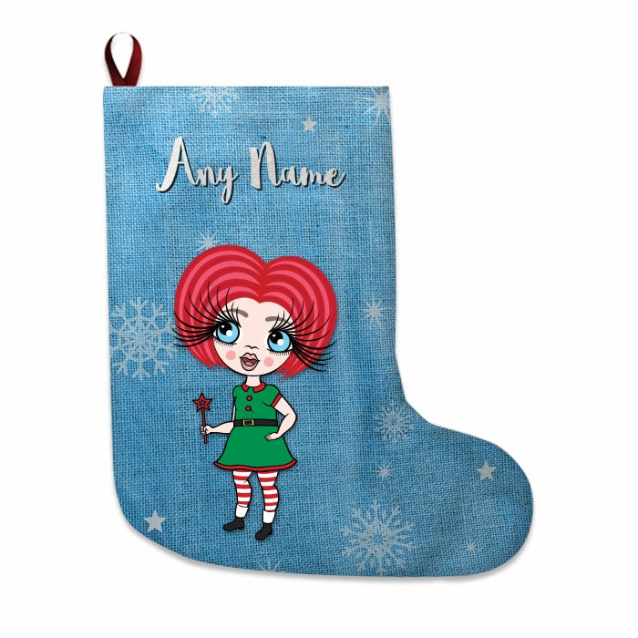 Girls Personalized Christmas Stocking - Blue Jute - Image 2