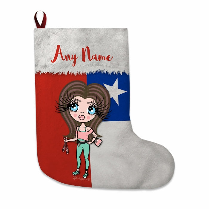 Girls Personalized Christmas Stocking - Chilean Flag - Image 2