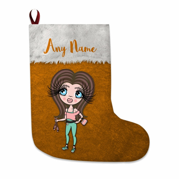 Girls Personalized Christmas Stocking - Classic Orange - Image 2