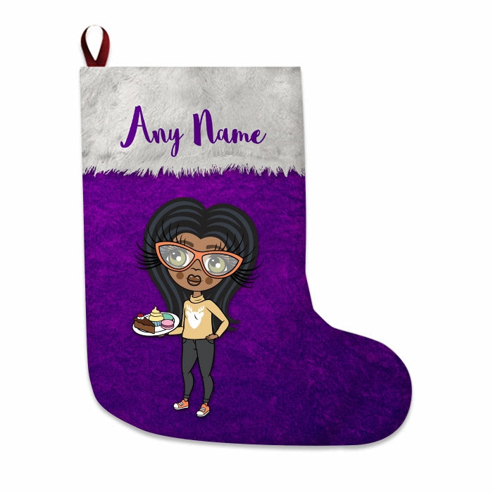Girls Personalized Christmas Stocking - Classic Purple - Image 3