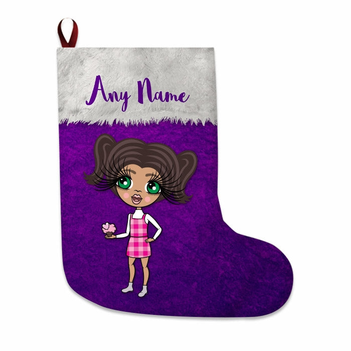 Girls Personalized Christmas Stocking - Classic Purple - Image 1