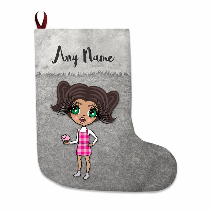 Girls Personalized Christmas Stocking - Classic Silver - Image 1
