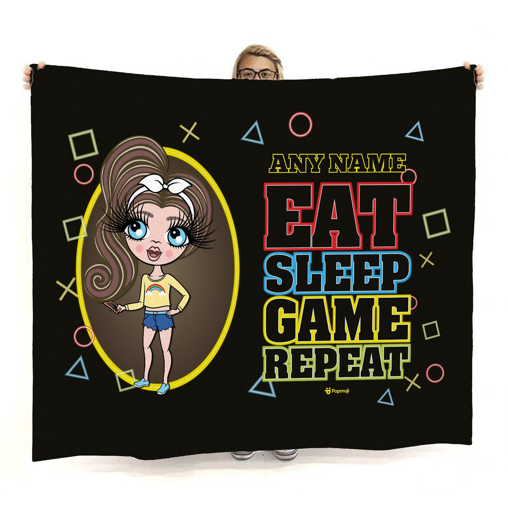 Girls Eat Sleep Game Repeat Fleece Blanket - Image 5