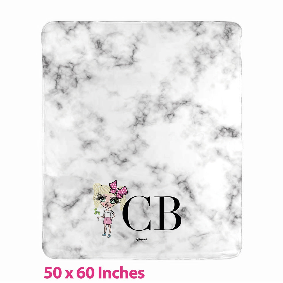 Girls Lux Collection White Marble Fleece Blanket - Image 1