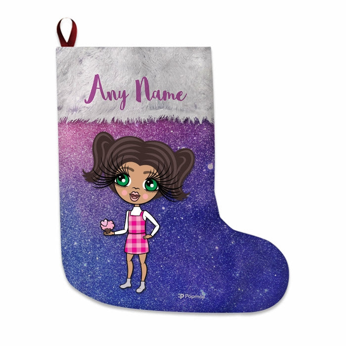 Girls Personalized Christmas Stocking - Galaxy Glitter - Image 1