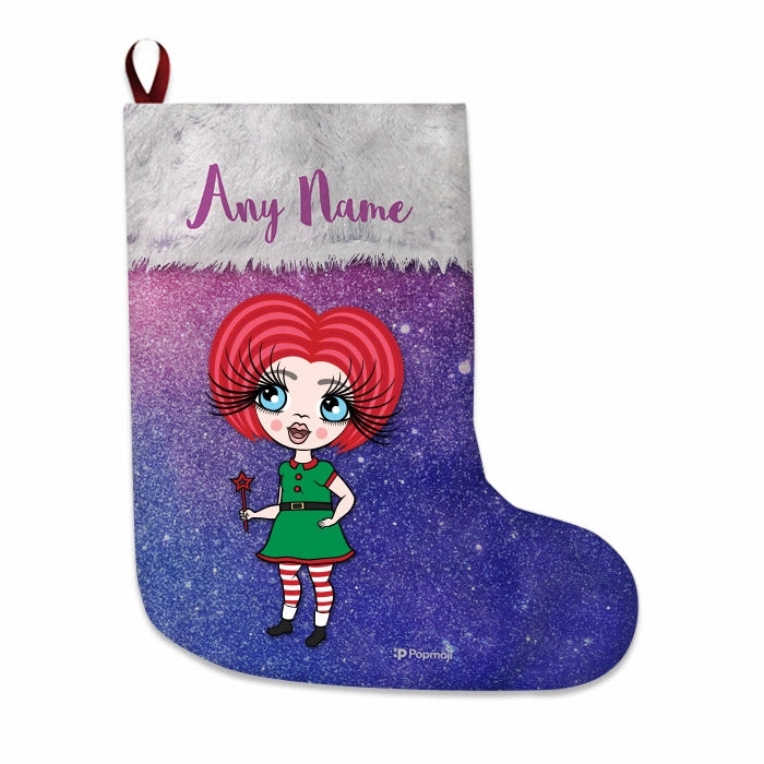 Girls Personalized Christmas Stocking - Galaxy Glitter - Image 3