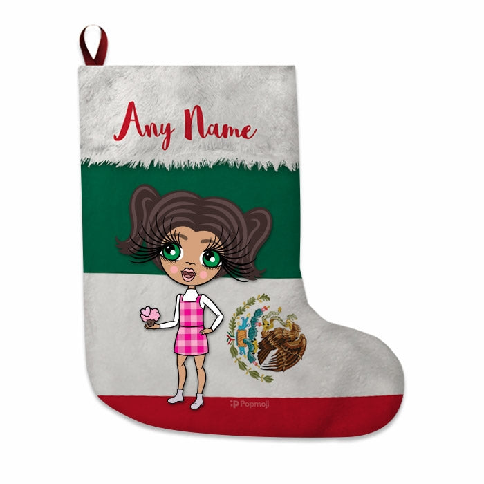Girls Personalized Christmas Stocking - Mexican Flag - Image 1