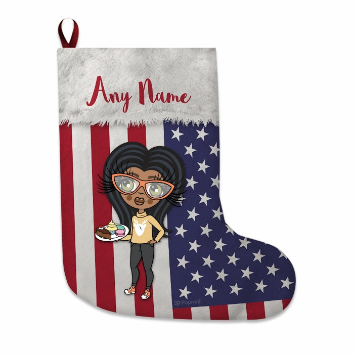 Girls Personalized Christmas Stocking - American Flag - Image 1