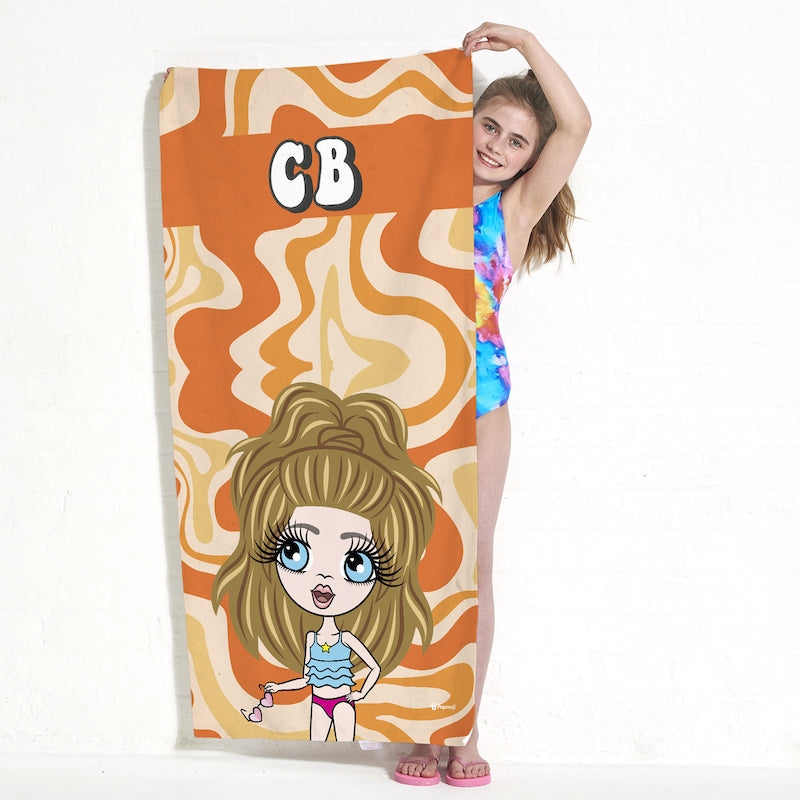ClaireaBella Girls Personalized Swiggle Beach Towel - Image 1