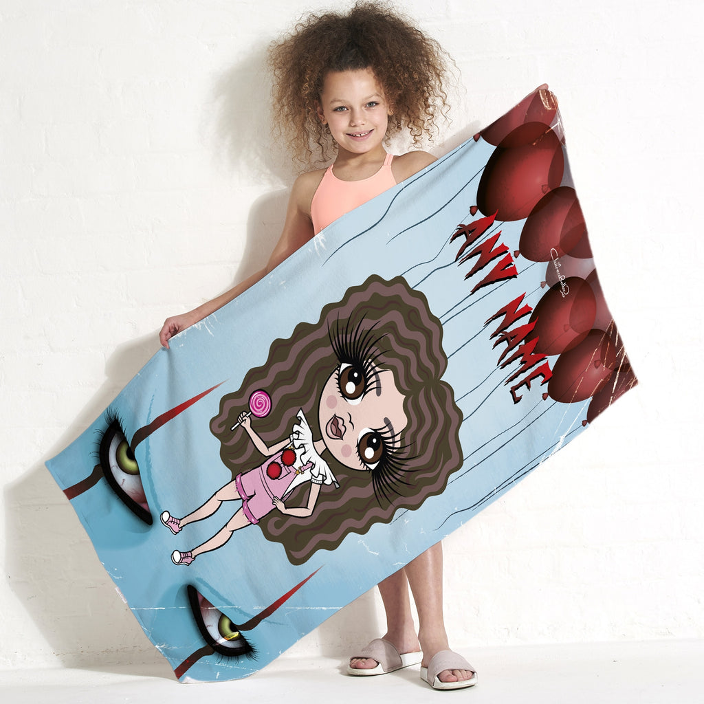 ClaireaBella Girls Evil Clown Beach Towel - Image 1