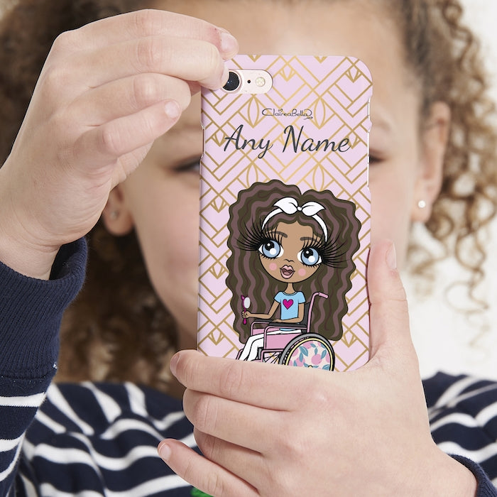 ClaireaBella Girls Wheelchair Personalized Gold Geo Print Phone Case - Image 1