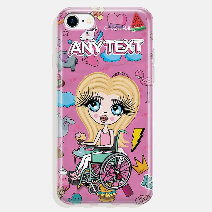 ClaireaBella Girls Wheelchair Personalized Stickers Print Phone Case - Image 1