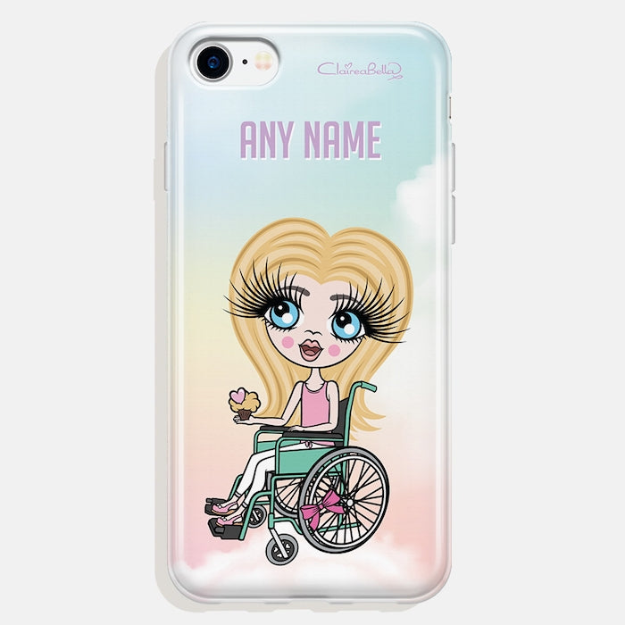 ClaireaBella Girls Wheelchair Personalized Unicorn Colors Phone Case - Image 1