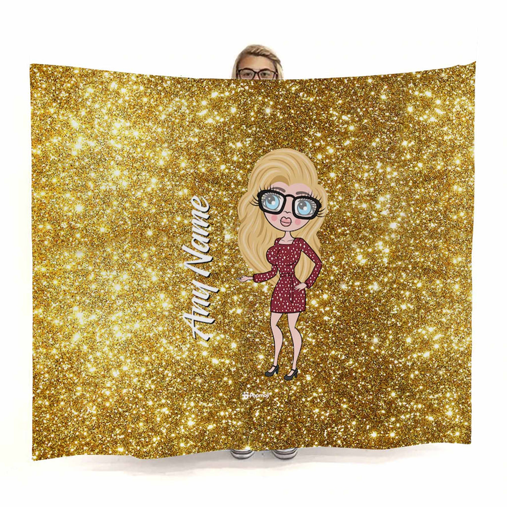 Womens Gold Glitter Effect Fleece Blanket - Image 1