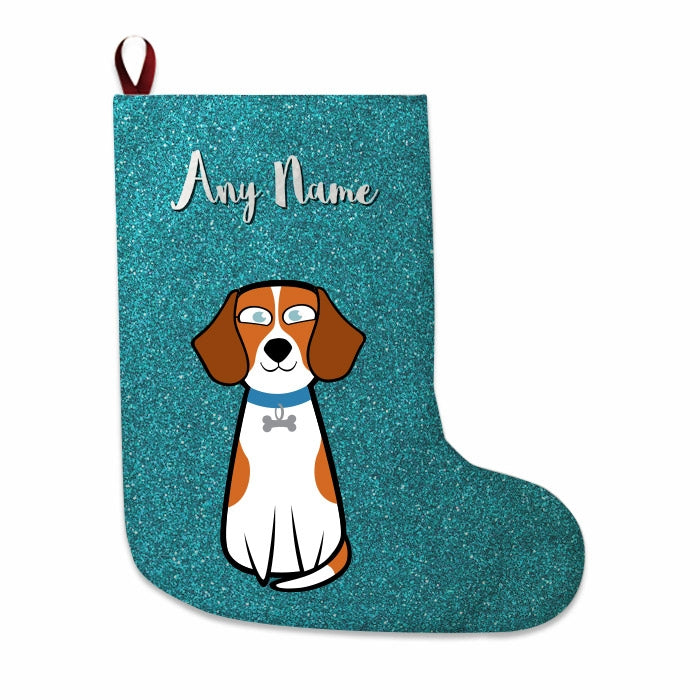 Dogs Personalized Christmas Stocking - Light Blue Glitter - Image 1