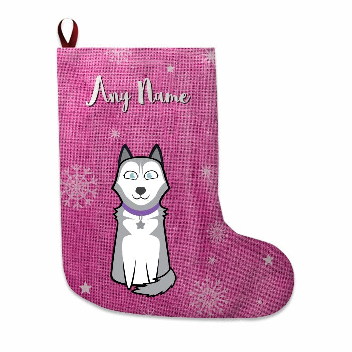 Dogs Personalized Christmas Stocking - Pink Jute - Image 2