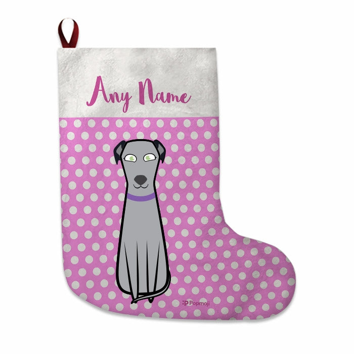 Dogs Personalized Christmas Stocking - Polka Dots - Image 1