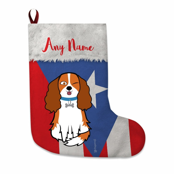 Dogs Personalized Christmas Stocking - Puerto Rican Flag - Image 1