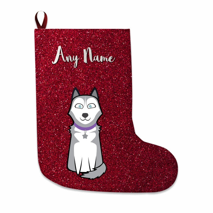 Dogs Personalized Christmas Stocking - Red Glitter - Image 1