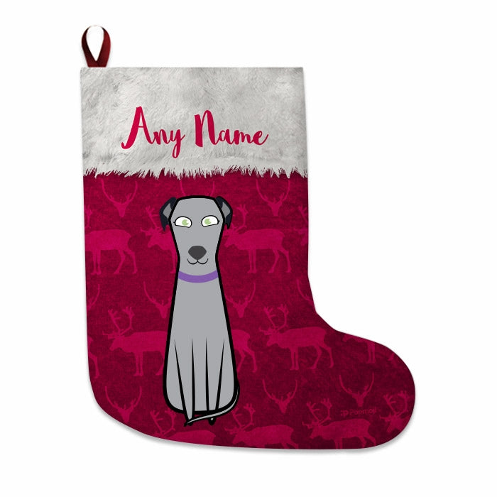 Dogs Personalized Christmas Stocking - Reindeer - Image 1