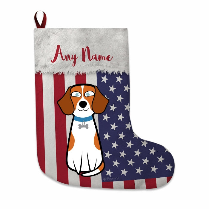 Dogs Personalized Christmas Stocking - American Flag - Image 1