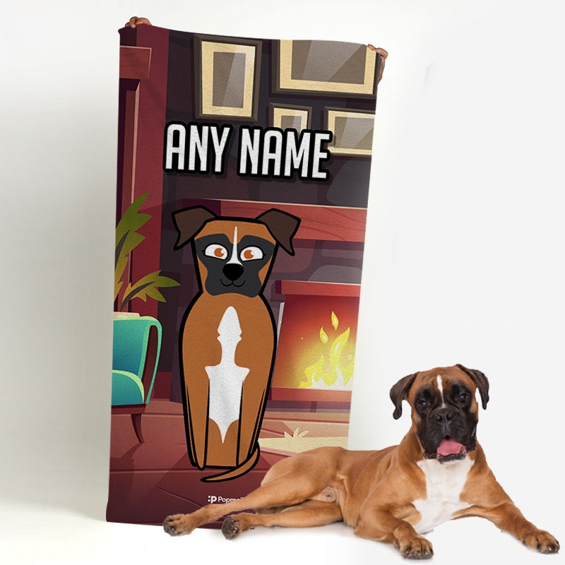 Personalized Dog Fireplace Beach Towel - Image 1