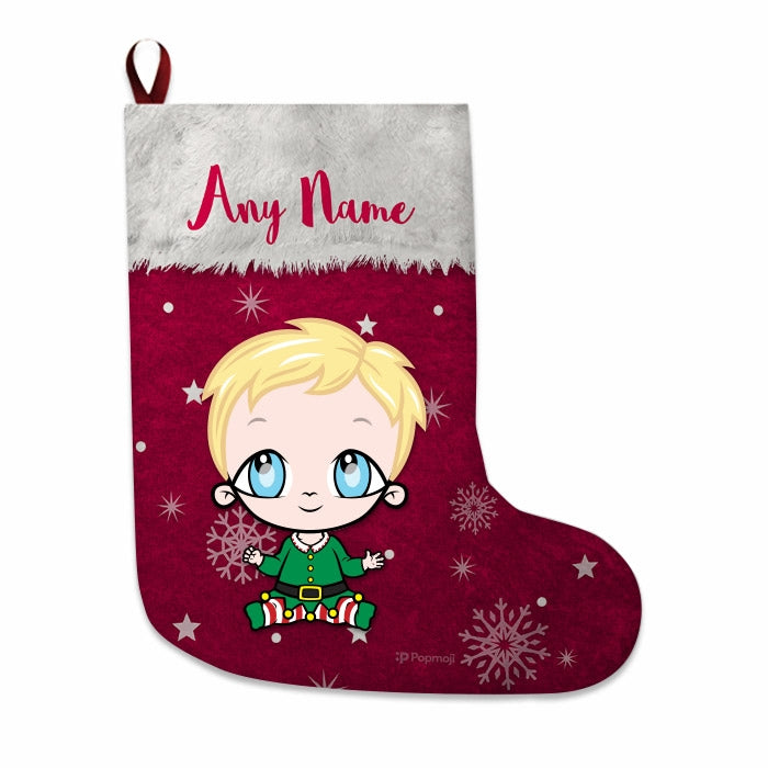 Babies Personalized Christmas Stocking - Classic Red Snowflake - Image 1