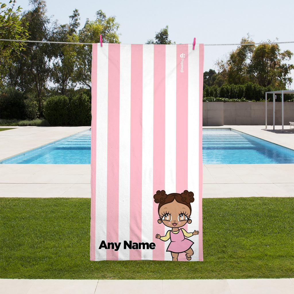 Early Years Personalized Light Pink Stripe Beach Towel - Image 1