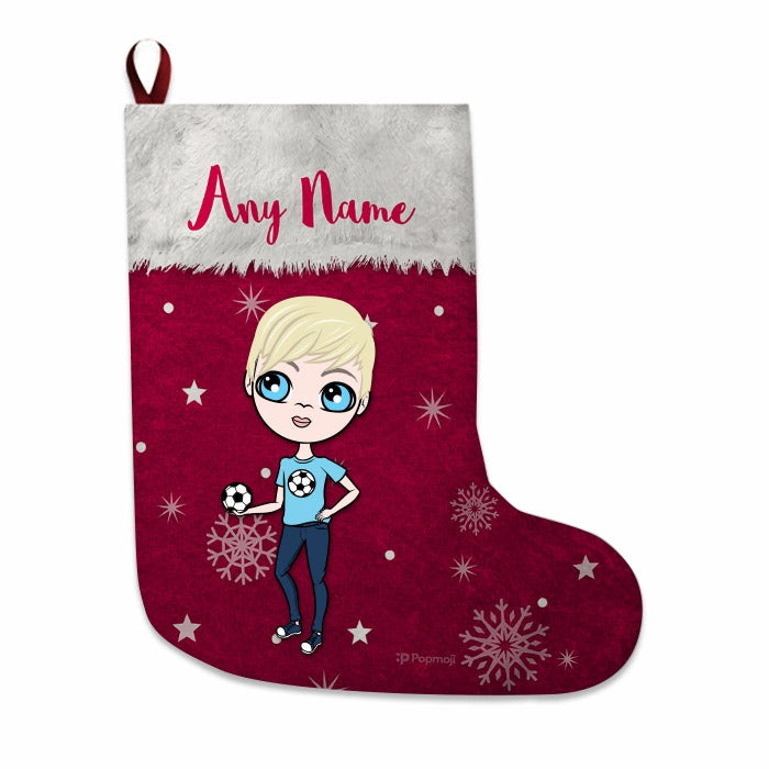 Boys Personalized Christmas Stocking - Classic Red Snowflake - Image 1