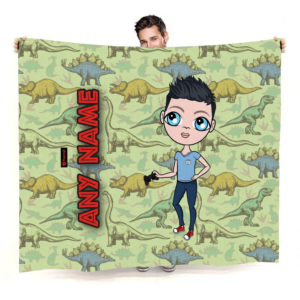 Boys Dinosaur Print Fleece Blanket - Image 1